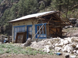 Earthquake damage, near Bengkar - LED Solu Khumbu Trek, April/May 2016